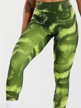 Gymshark Olive & Lime High-Waist Print Leggings